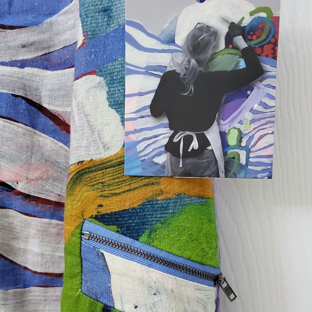 Claire Desjardins Linen Blend Watercolor Below the Surface Sleeveless Dress - Picture 11 of 15